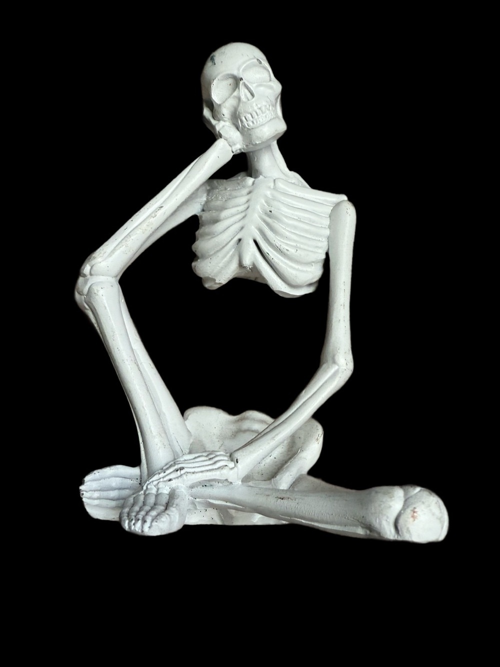 White Meditating Skeleton Decorative Sculpture bored chill